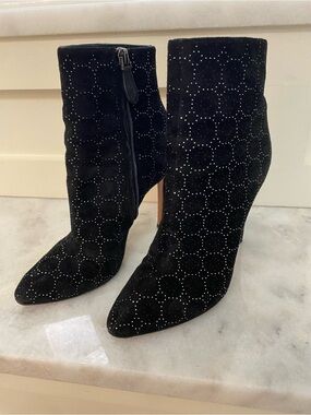 Alaia Black Studded Suede Ankle Boots